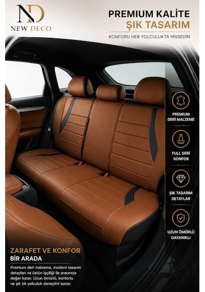 Toyota Auris 2006-2012 Uyumlu Premium Full Deri Oto Koltuk Kılıfı Airbag Uyumlu, Ortopedik, 4 Mevsim 69685932