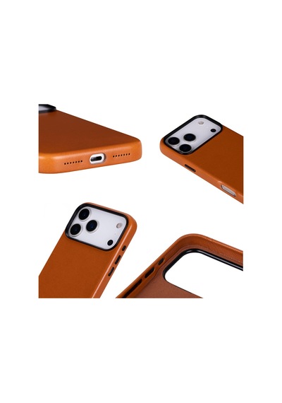 Bloomcase Premium Mono Urban Tan Apple iPhone Uyumlu 17 Pro Max/ 18 Pro Max 6.9" Hakiki Deri Magsafe Kılıf Taba