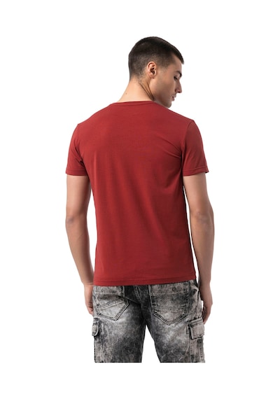 Cipo & Baxx Erkek Regular Fit Baskılı Pamuklu T-shirt Ct827 Bordo