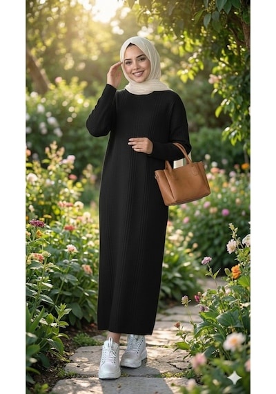 Sonbaharmoda Kadın Uzun Triko Elbise %100 Akrilik Bisiklet Yaka Rahat Ve Şık Kışlık Model Siyah Sonbaharmoda Kadın Uzun Triko Elbise %100 Akrilik Bisiklet Yaka Rahat Ve Şık Kışlık Model Siyah