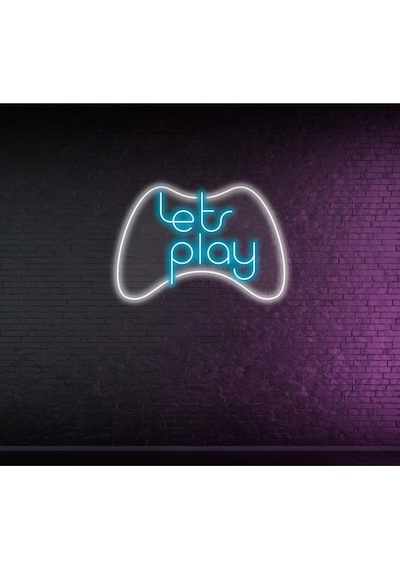 Lets Play Yazılı Ve Şekilli Neon Tabela Turkuaz