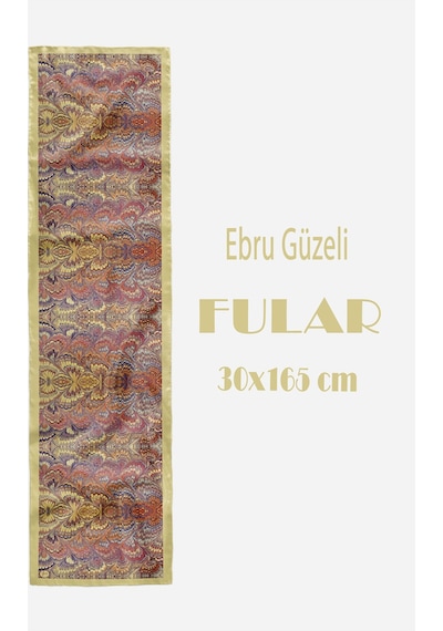 Ebru Güzeli Desen Şık & Zarif Kadın Aksesuarı Saten Fular 30x165cm Çok Renkli