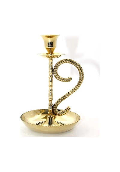 Tekli Pirinç Şamdan Model 1 Altın