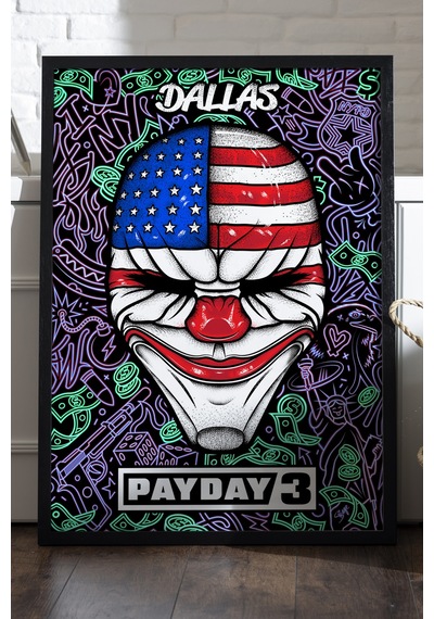 Payday Siyah Ahşap Çerçeveli Poster, Dekoratif Oyun Duvar Tablosu