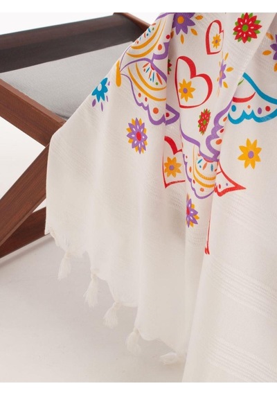 Varol Baskılı Bambu Peştemal Plaj Havlusu Butterfly/90x180 Krem