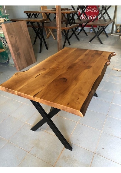 Bintaşmobilya Doğal Ceviz Ağacı Kütük Yemek Masası 85X150.Cm
