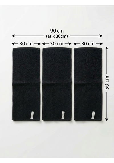 3 Adet Siyah Spor Havlusu 30x50 Cm %100 Pamuklu-yüksek Emici Baumwolle Fitness Ve El Havlusu-yumuşak Doku-spor-gym-el Ve Yüz Havlusu Siyah