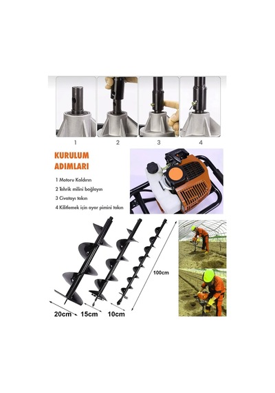 Prohummer Ph323 Benzinli Toprak Burgu Makinesi - 2.1 Hp Çap 30 Cm