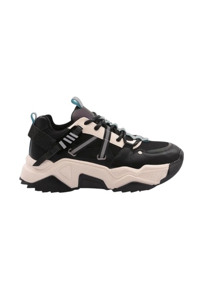 Dgn Kadın Bağcıklı Sneaker Ayakkabı Siyah - Yeşil