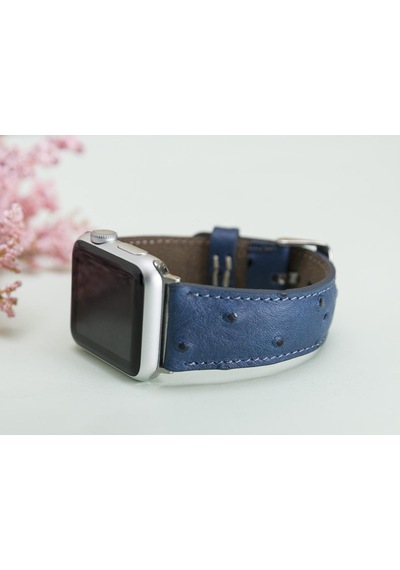 Bloominband Prussian Blue Deri  Apple Watch Uyumlu Kordonu-44/45/46/49mm