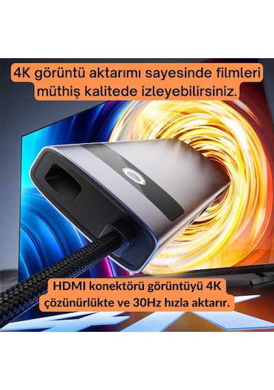 Polham 8in1 100w Type C Çoğaltıcı Hub, 2x Usb, 2x Pd Type C, 1x Tf/sd, 1x 4k Hdmi, 1x Rj45 Çoğaltıcı Adaptör