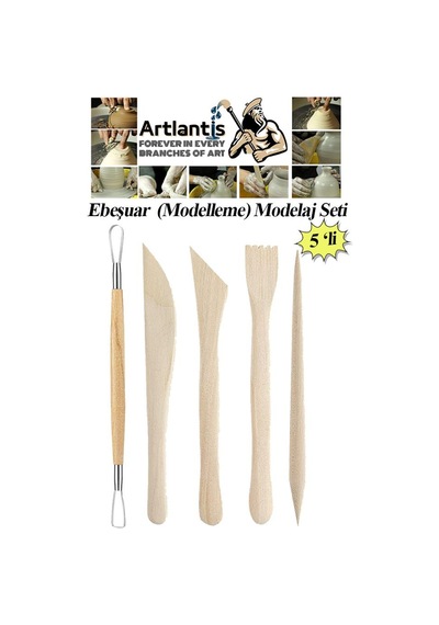 Ebeşuar Seti 5 Li 15 Cm 1 Paket Ahşap Modelaj Modelleme Aletleri Seramik Kil Ve Heykel Modelaj Kalemi
