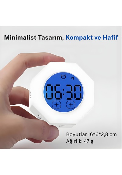 Npo Npt22a Alarmlı G-sensör Otomatik Zamanlayıcılı Küp Kronometre Pomodoro Motivasyon Saati Beyaz
