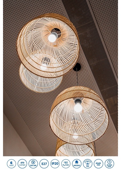 Rtl09101 Rother G45 Led Ampul 6w E27 470 Lümen 6000k Beyaz Işık - Enerji Tasarruflu Ampul