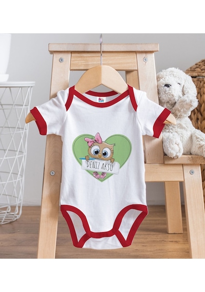 Bk Gift Bk Kids Kişiye Özel İsimli Kırmızı Bebek Body Zıbın-45 0-3 Ay