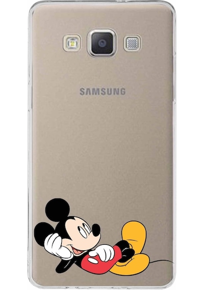Samsung Galaxy Uyumlu A5 2015 Kapak Mickey Mouse Tasarımlı Şeffaf Silikon Kılıf Şeffaf