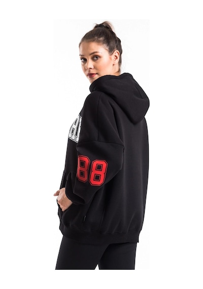 Tarzsokak Kadın Siyah Baskı Detaylı Oversize Sweatshirt Cy84191