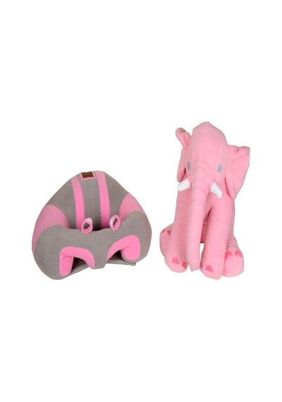 Bebek Destek Gri-pembe   Oturma Minderi Ve Pembe Uyku Fili