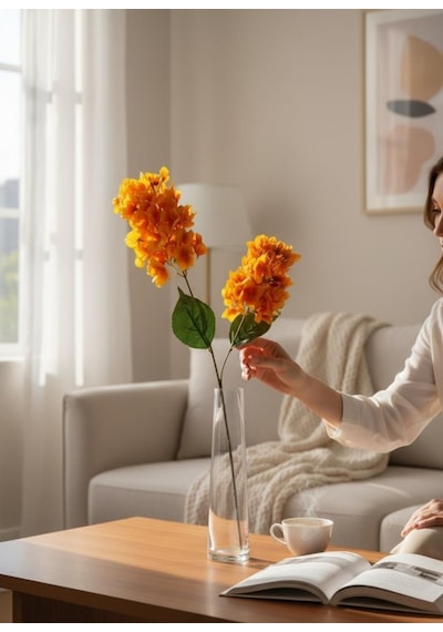 Yapay Çiçek Ortanca 90cm 2toplu Somon Tek Dal Kumaş Çiçek Uzun Dal Somon