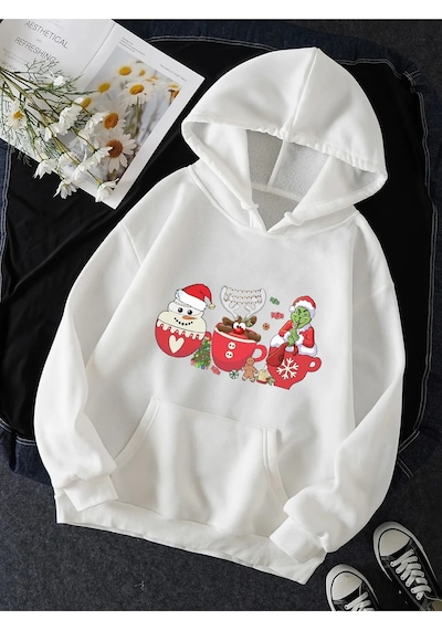 Grinch Yeni Yıl Kapşonlu Sweatshirt 001