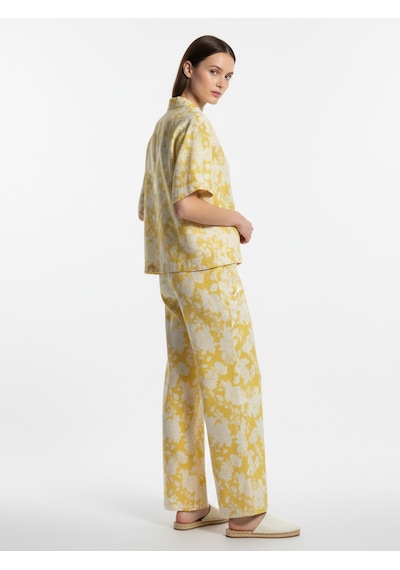 Xint Sarı %100 Keten Oversize Pantolon 201314