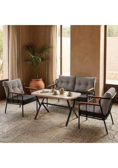 Paris 2+1+1+ 70x120 Traverten Desenli Masa Metal Balkon Takımı Keten Dokulu Kumaş Siyah Metal - Bahçe Teras Oturma Gru Gri - Antrasit Paris 2+1+1+ 70x120 Traverten Desenli Masa Metal Balkon Takımı Keten Dokulu Kumaş Siyah Metal - Bahçe Teras Oturma Gru Gri - Antrasit