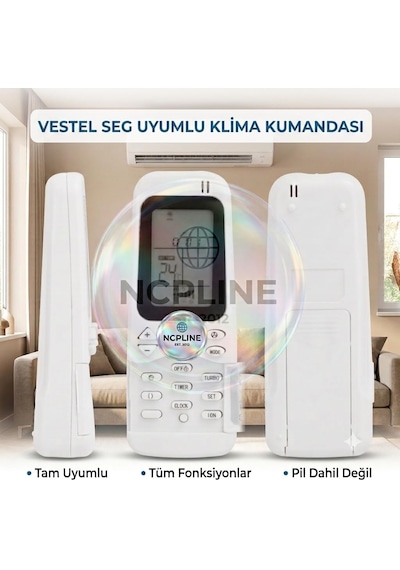 Vestel İle Uyumlu Klima Kumandası 9 12 18 24 Btu - Yandan Açılır Kapaklı Model Diğer