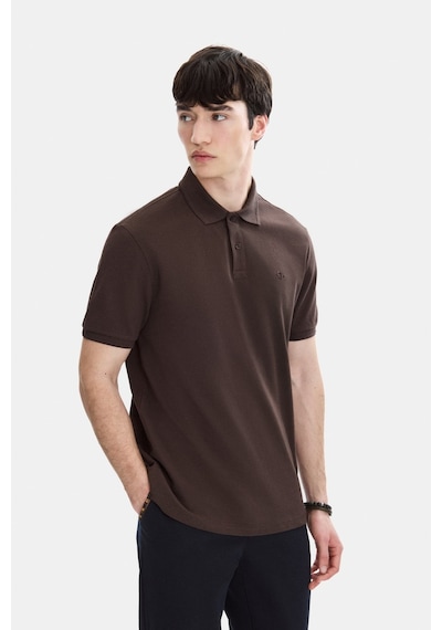 Backandbond Kahve Regular Fit Örme Polo Yaka Tişört