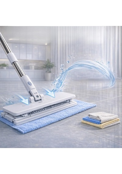 Akıllı Mop One Click Otomatik Bez Yakalayan Temizlik Seti - Kıskaçlı Duvar Ve Yer Yüzey Mopu, Tüm Bezlerle Ve Islak Mendille Uyumlu El Değmeden Bez Değiştiren 2 Adet Mikrofiber Bez Hediyeli Sku: Z