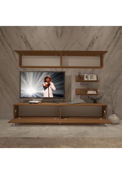 Decoraktiv Eko 5 Mdf Std Krom Ayaklı Tv Ünitesi Tv Sehpası Ceviz