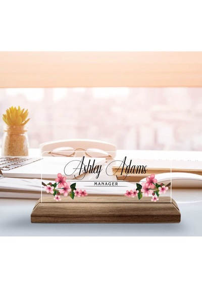 Bk Gift Kişiye Özel İsimli Ahşap Tabanlı Akrilik Masa İsimliği-4, Ofis Dekoru, Mesleki Hediye, Ofis Hediyeleri Kobitmeyen137730 Bk Gift