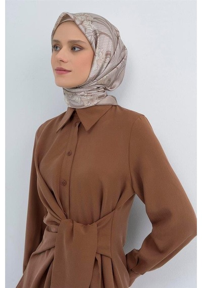 Armine İpek Eşarp 2026 Yaz - 9512-01 Bej Krem Sura