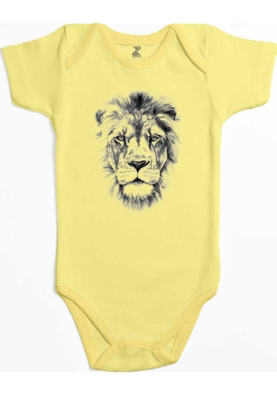 Zepplin Giyim Lion Face Sarı Bebek Body Zıbın