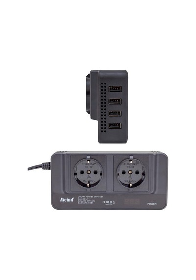 Pm-19827 200w 12v Dc - 220v Ac Araç İçi İnvertör Priz Usb Girişli Dijital Göstergeli
