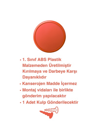 Turuncu Çocuk Odası Mobilya Kulbu - 55 MM - Abs Plastik Tekli Düğme Dolap ve Çekmece Kulpu Turuncu