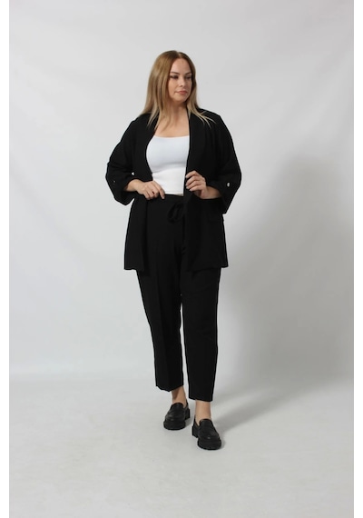 Moda Berray Şık Blazer Ceket Ve Pantolon Takım Siyah