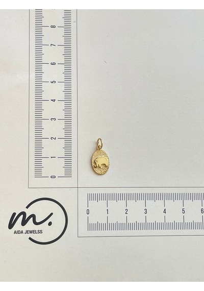 925 Ayar Gümüş Gold Renginden Filli Gümüş Bereket Şans Kolye Ucu