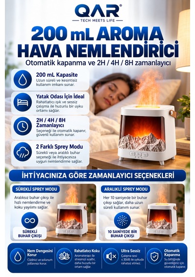 3d Dağ Tasarımlı Galaksi Efektli Hava Nemlendirici Aroma Difüzörü Dekoratif Ortam Nemlendirici
