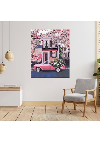 Sayılarla Boyama Seti 40 X 50 Cm Tuval Şasesine Gerili Araba Kasasındaki Çiçekler