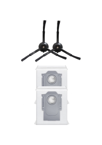 Roborock Qrevo Plus Uyumlu 2 Adet Siyah Yan Fırça 2 Adet Toz Torbası