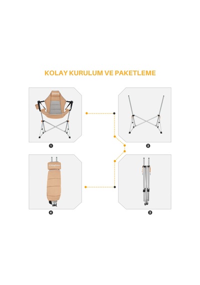 Kingcamp Orchid Salıncaklı Katlanır Kamp Sandalyesi Khaki/grey Haki - Gri