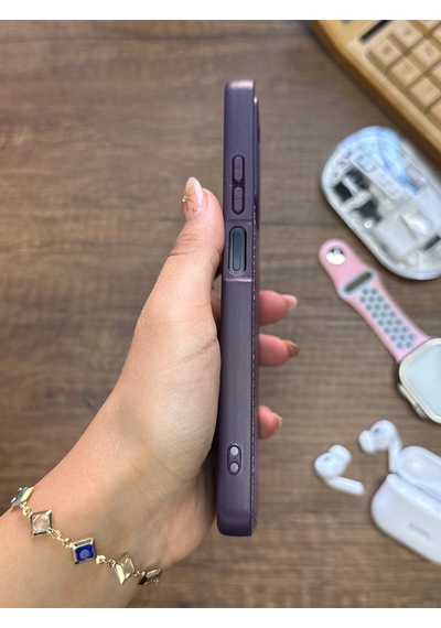 Redmi Note 11 Pro 4g Uyumlu Premium Deri Dokulu Darbelere Karşı Dayanıklı Nazal Silikon Kılıf Mor