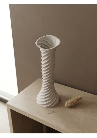 Mermer Desenli Spiral Vazo Özel Tasarım Mermer Desen