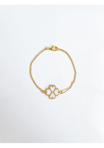 Nevoaccessory Beyaz Yonca Miyuki Charm Bileklik Beyaz