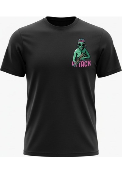 Urbantrendstore Unisex Uzaylı Saldırı Attack Oversize Fit Rahat Geniş Salaş T-shirt Günlük Tişört Siyah