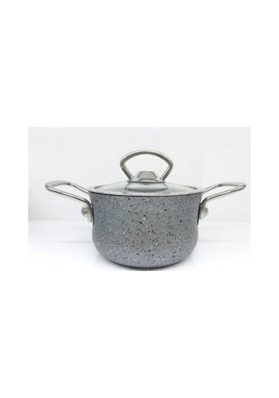 Oms Granit 14x8 Cm Mini Tencere Cam Kapaklı 3111gri Diğer