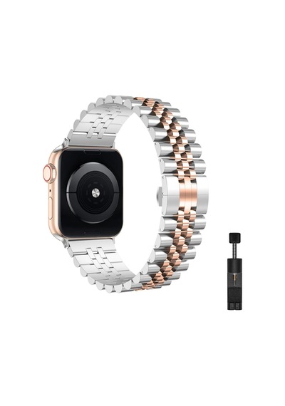 Apple Watch Uyumlu Jubilee Çelik Kordon - 49/46/45/44/42/41/40/38mm Uyumlu - Apple Watch Se 3/2/1 & Watch Ultra 3/2/1 & Series 11-1 Çok Renkli