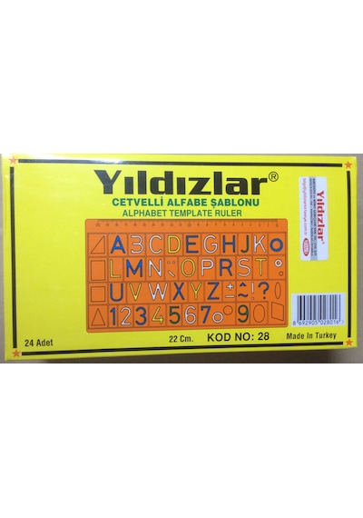 Cetvelli Alfabe Şablonu Yıldızlar