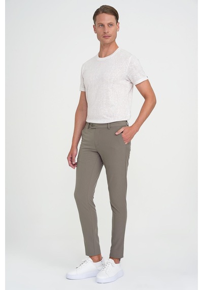 Efor Slim Fit Yan Cepli Düz Esnek Casual Vizon Pantolon P 1144 Vizon