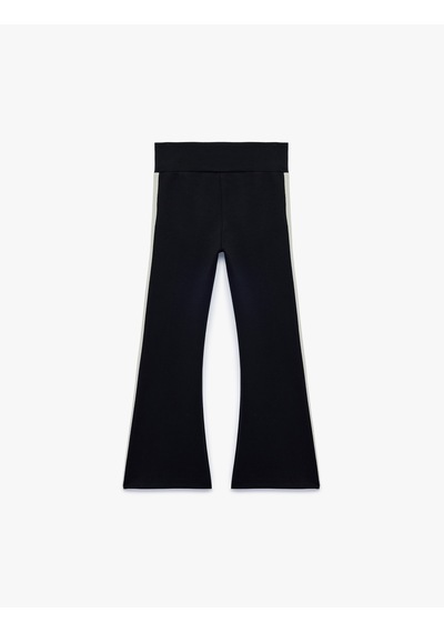 Koton Beli Lastikli Slim Fit Viskon Karışımlı İspanyol Paça Tayt Antrasit 7wkg40150ak